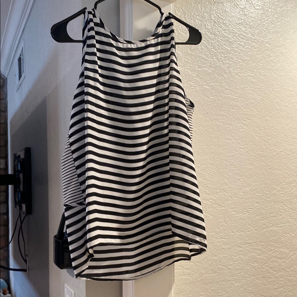 Fun 2 Fun Asymmetrical Black and White Tank Top
